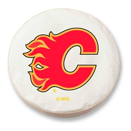 Holland Bar Stool Co Calgary Flames White Tire Cover-TCLGCALFLAWT TCLGCalFlaWT